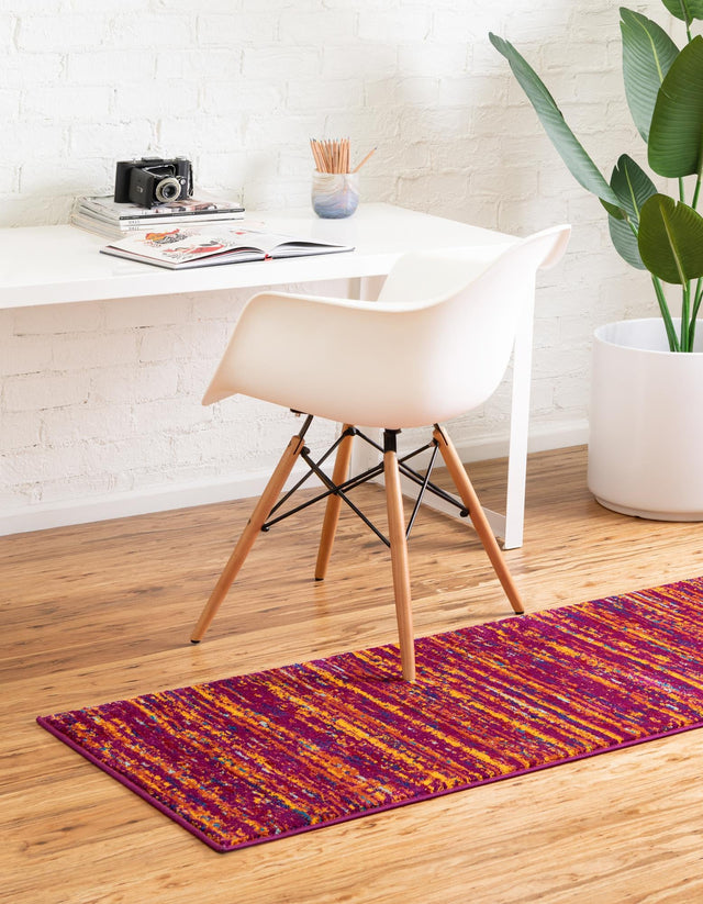 Pink 2' 7 x 12' Calypso Runner Area Rug 100% Polypropylene With Cotton Backing Colorful Vivid Traditional Design Carpet for Living Office Dining Rooms for Sale at Rug Engine