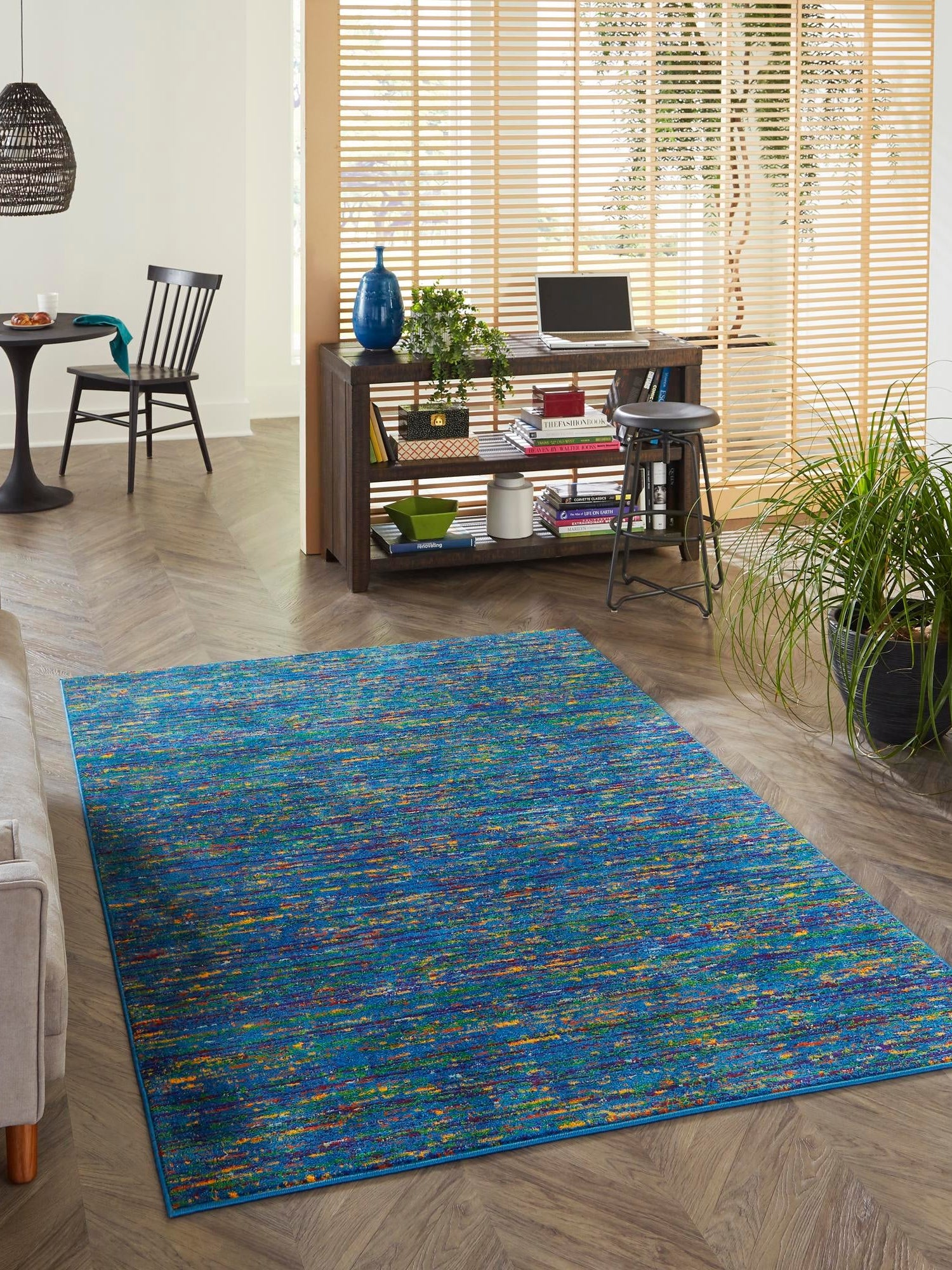 Navy Blue 1' 4 x 1' 4 Calypso Sample Area Rug 100% Polypropylene With Cotton Backing Colorful Vivid Traditional Design Carpet for Living Office Dining Rooms for Sale at Rug Engine