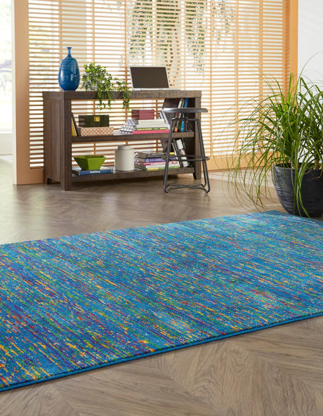Navy Blue 7' 10 x 10' Calypso Rectangle Area Rug 100% Polypropylene With Cotton Backing Colorful Vivid Traditional Design Carpet for Living Office Dining Rooms for Sale at Rug Engine