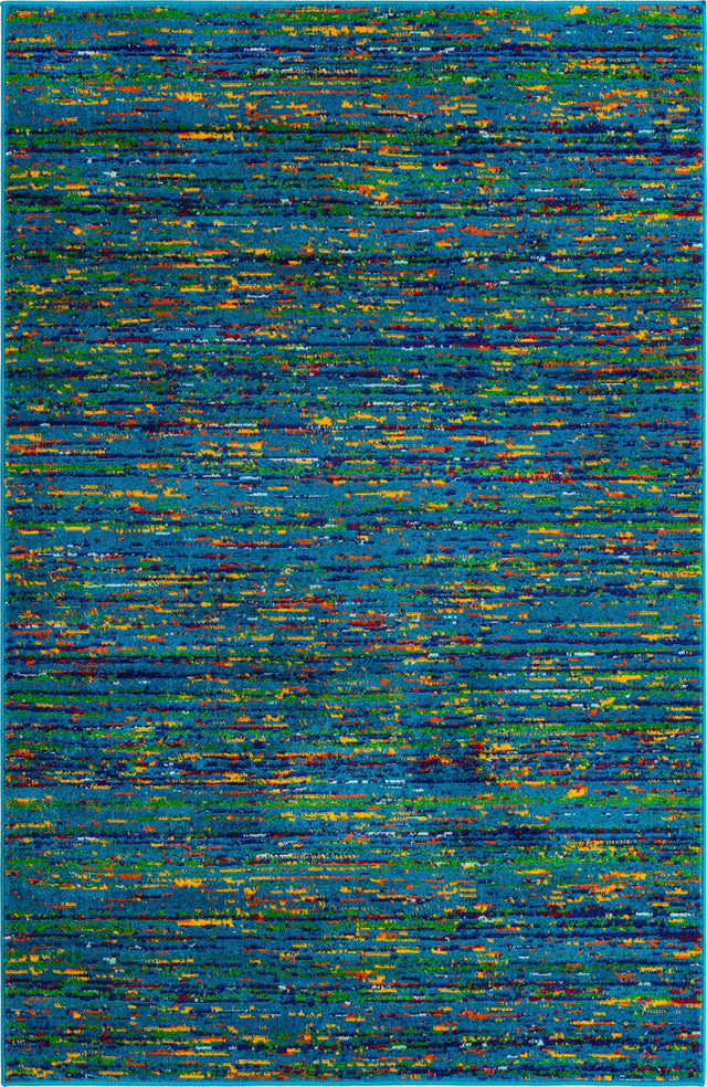 Navy Blue 4' x 6' Calypso Rectangle Area Rug 100% Polypropylene With Cotton Backing Colorful Vivid Traditional Design Carpet for Living Office Dining Rooms for Sale at Rug Engine