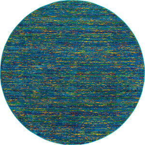 Navy Blue 7' 10 x 7' 10 Calypso Round Area Rug 100% Polypropylene With Cotton Backing Colorful Vivid Traditional Design Carpet for Living Office Dining Rooms for Sale at Rug Engine
