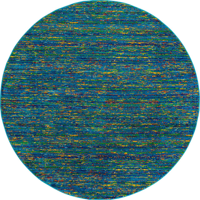 Navy Blue 7' 10 x 7' 10 Calypso Round Area Rug 100% Polypropylene With Cotton Backing Colorful Vivid Traditional Design Carpet for Living Office Dining Rooms for Sale at Rug Engine
