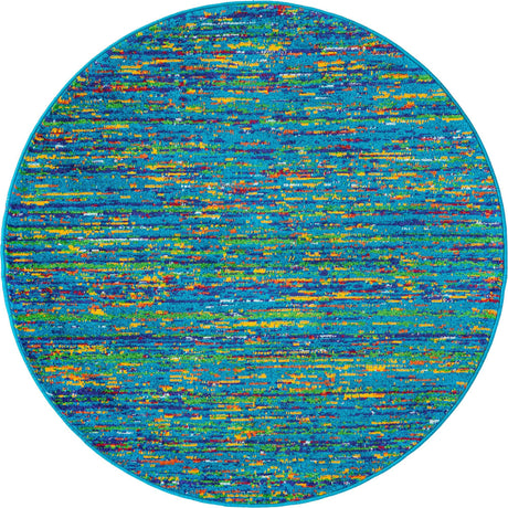 Navy Blue 4' x 4' Calypso Round Area Rug 100% Polypropylene With Cotton Backing Colorful Vivid Traditional Design Carpet for Living Office Dining Rooms for Sale at Rug Engine
