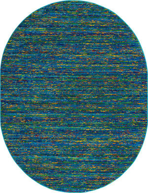 Navy Blue 7' 10 x 10' Calypso Oval Area Rug 100% Polypropylene With Cotton Backing Colorful Vivid Traditional Design Carpet for Living Office Dining Rooms for Sale at Rug Engine