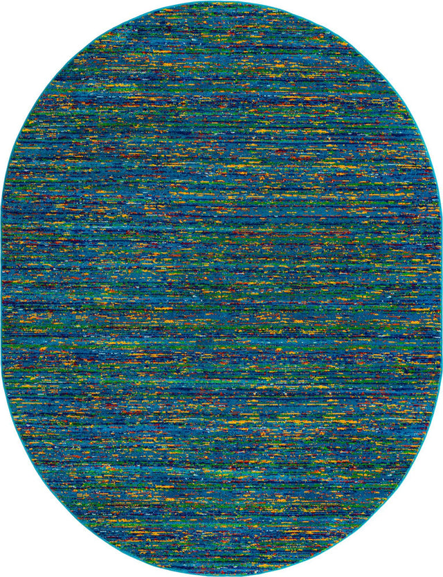 Navy Blue 7' 10 x 10' Calypso Oval Area Rug 100% Polypropylene With Cotton Backing Colorful Vivid Traditional Design Carpet for Living Office Dining Rooms for Sale at Rug Engine