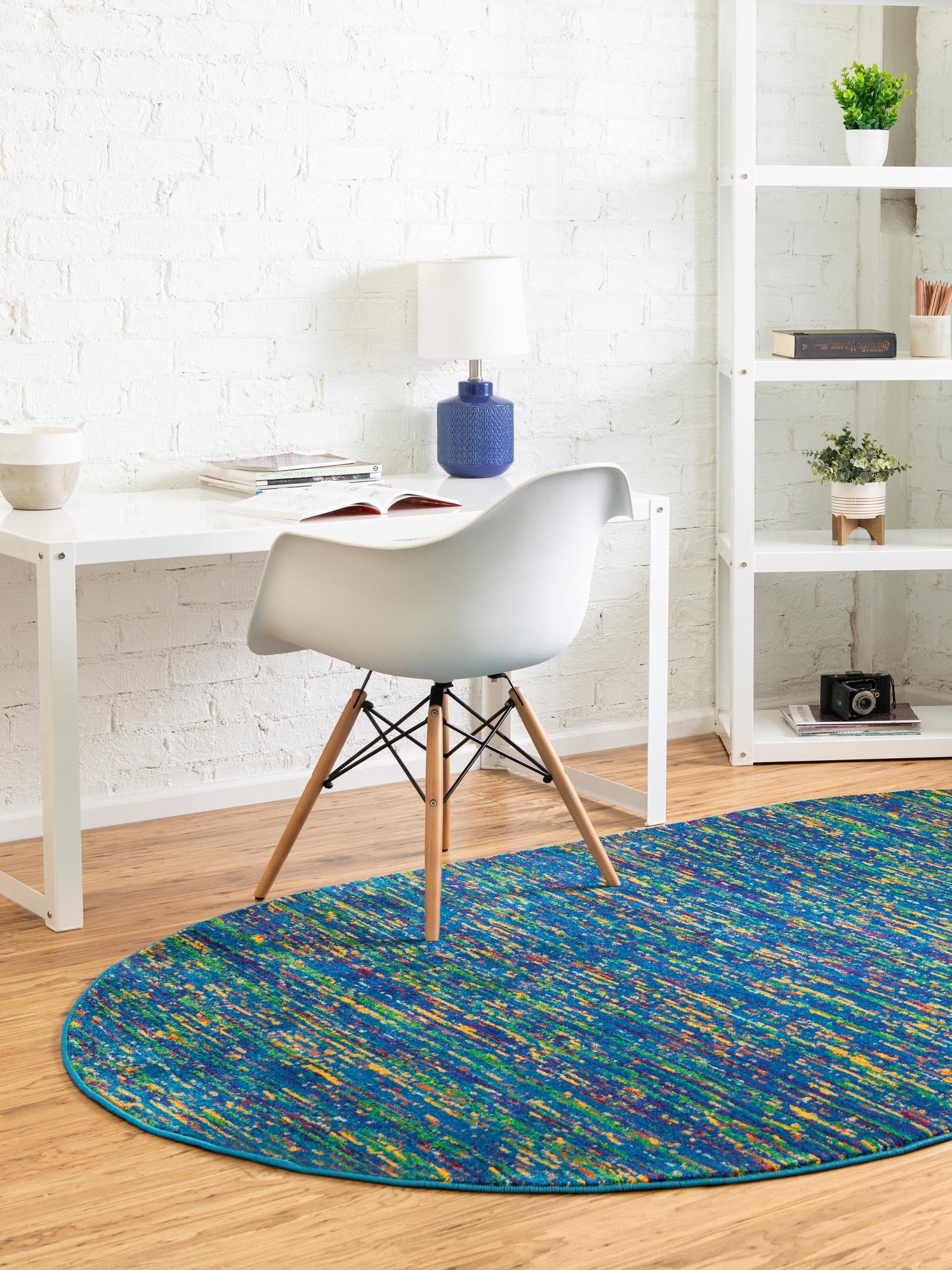 Navy Blue 7' 10 x 10' Calypso Oval Area Rug 100% Polypropylene With Cotton Backing Colorful Vivid Traditional Design Carpet for Living Office Dining Rooms for Sale at Rug Engine