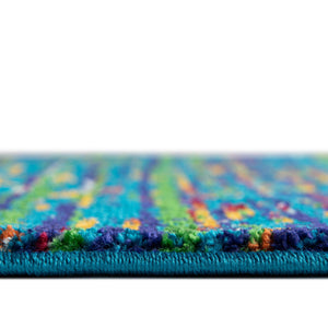 Navy Blue 5' 3 x 8' Calypso Oval Area Rug 100% Polypropylene With Cotton Backing Colorful Vivid Traditional Design Carpet for Living Office Dining Rooms for Sale at Rug Engine