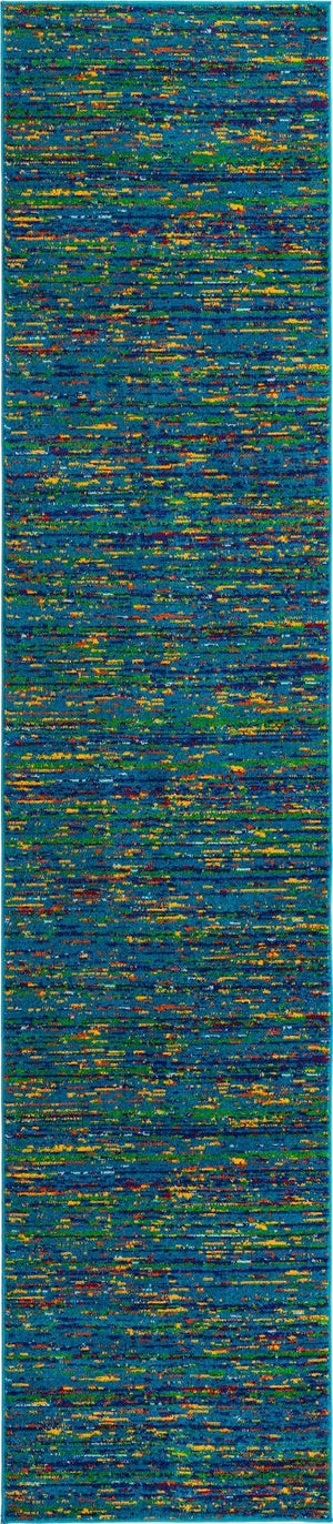 Navy Blue 2' 7 x 12' Calypso Runner Area Rug 100% Polypropylene With Cotton Backing Colorful Vivid Traditional Design Carpet for Living Office Dining Rooms for Sale at Rug Engine