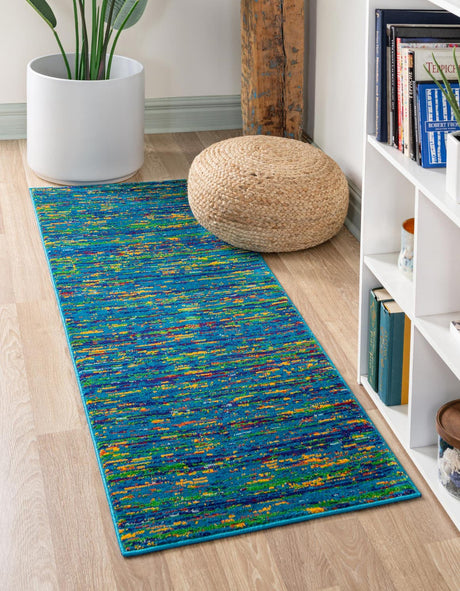 Navy Blue 2' 7 x 12' Calypso Runner Area Rug 100% Polypropylene With Cotton Backing Colorful Vivid Traditional Design Carpet for Living Office Dining Rooms for Sale at Rug Engine