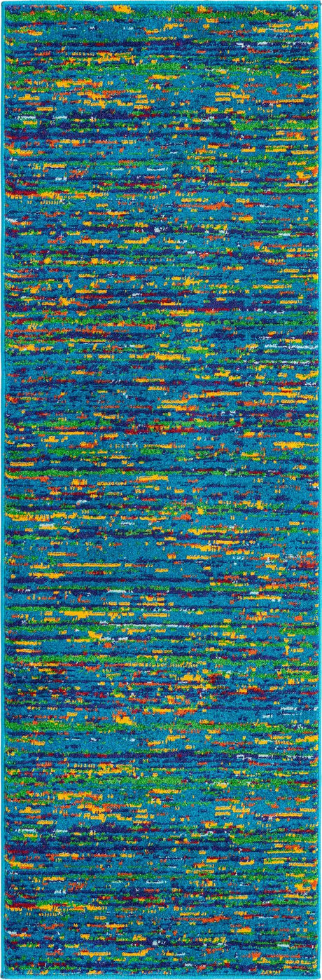 Navy Blue 2' x 6' Calypso Runner Area Rug 100% Polypropylene With Cotton Backing Colorful Vivid Traditional Design Carpet for Living Office Dining Rooms for Sale at Rug Engine