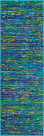 Navy Blue 2' x 6' Calypso Runner Area Rug 100% Polypropylene With Cotton Backing Colorful Vivid Traditional Design Carpet for Living Office Dining Rooms for Sale at Rug Engine