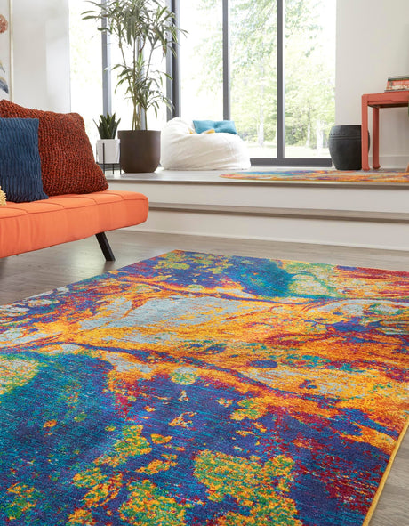 Multicolor 6' 1 x 9' Calypso Rectangle Area Rug 100% Polypropylene With Cotton Backing Colorful Vivid Traditional Design Carpet for Living Office Dining Rooms for Sale at Rug Engine