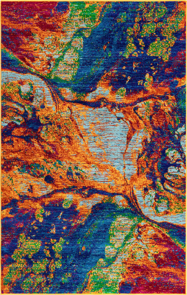 Multicolor 5' 3 x 8' Calypso Rectangle Area Rug 100% Polypropylene With Cotton Backing Colorful Vivid Traditional Design Carpet for Living Office Dining Rooms for Sale at Rug Engine