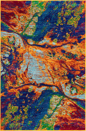 Multicolor 4' x 6' Calypso Rectangle Area Rug 100% Polypropylene With Cotton Backing Colorful Vivid Traditional Design Carpet for Living Office Dining Rooms for Sale at Rug Engine
