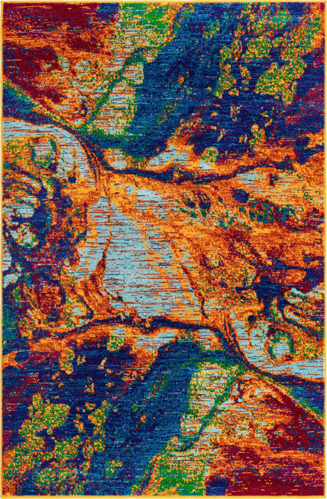 Multicolor 4' x 6' Calypso Rectangle Area Rug 100% Polypropylene With Cotton Backing Colorful Vivid Traditional Design Carpet for Living Office Dining Rooms for Sale at Rug Engine