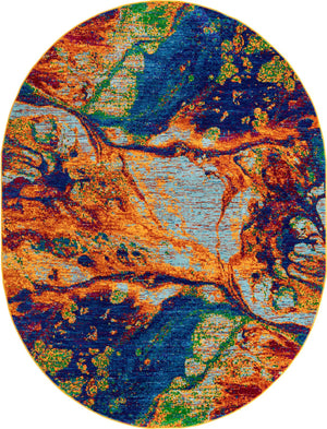 Multicolor 7' 10 x 10' Calypso Oval Area Rug 100% Polypropylene With Cotton Backing Colorful Vivid Traditional Design Carpet for Living Office Dining Rooms for Sale at Rug Engine