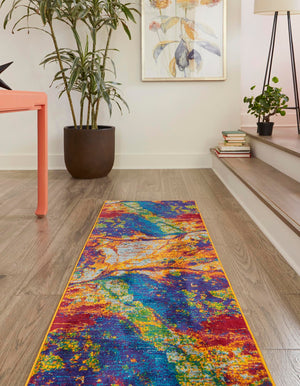Multicolor 2' x 6' Calypso Runner Area Rug 100% Polypropylene With Cotton Backing Colorful Vivid Traditional Design Carpet for Living Office Dining Rooms for Sale at Rug Engine