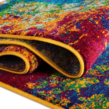 Multicolor 2' 7 x 12' Calypso Runner Area Rug 100% Polypropylene With Cotton Backing Colorful Vivid Traditional Design Carpet for Living Office Dining Rooms for Sale at Rug Engine