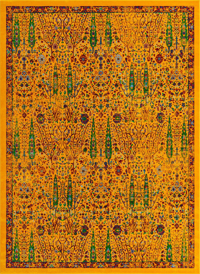 Yellow 9' x 12' Calypso Rectangle Area Rug 100% Polypropylene With Cotton Backing Colorful Vivid Traditional Design Carpet for Living Office Dining Rooms for Sale at Rug Engine