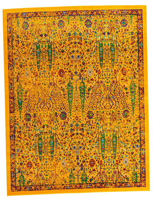 Yellow 7' 10 x 10' Calypso Rectangle Area Rug 100% Polypropylene With Cotton Backing Colorful Vivid Traditional Design Carpet for Living Office Dining Rooms for Sale at Rug Engine