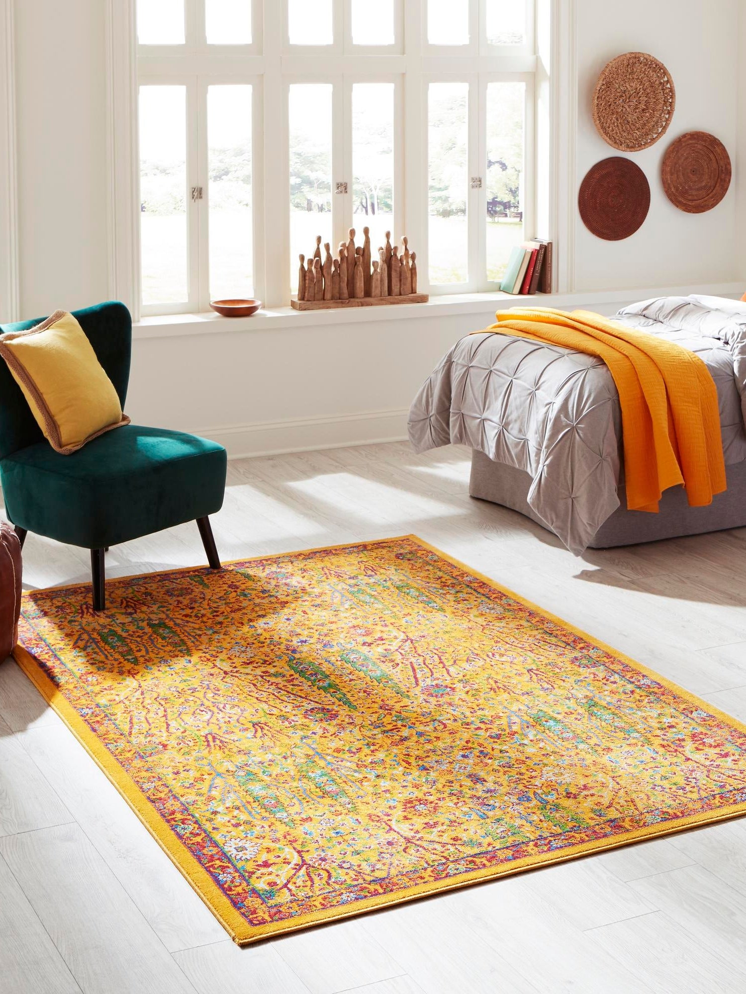 Yellow 1' 4 x 1' 4 Calypso Sample Area Rug 100% Polypropylene With Cotton Backing Colorful Vivid Traditional Design Carpet for Living Office Dining Rooms for Sale at Rug Engine
