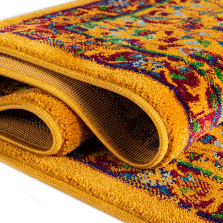 Yellow 9' x 12' Calypso Rectangle Area Rug 100% Polypropylene With Cotton Backing Colorful Vivid Traditional Design Carpet for Living Office Dining Rooms for Sale at Rug Engine