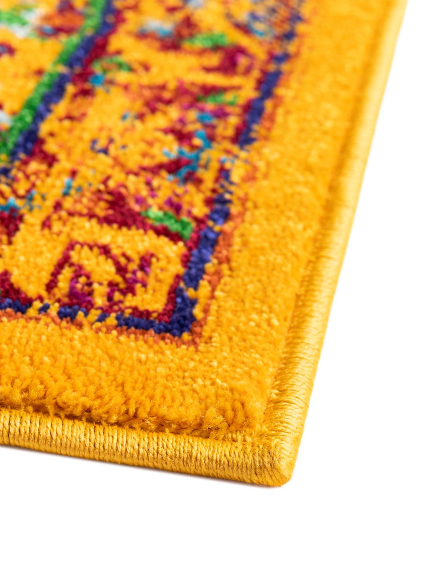 Yellow 7' 10 x 10' Calypso Rectangle Area Rug 100% Polypropylene With Cotton Backing Colorful Vivid Traditional Design Carpet for Living Office Dining Rooms for Sale at Rug Engine