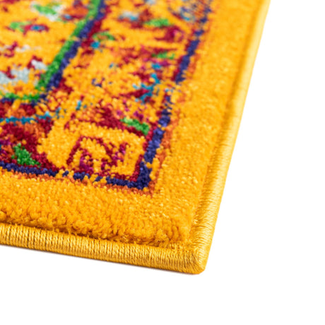 Yellow 4' x 6' Calypso Rectangle Area Rug 100% Polypropylene With Cotton Backing Colorful Vivid Traditional Design Carpet for Living Office Dining Rooms for Sale at Rug Engine