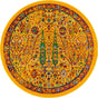 Yellow 4' x 4' Calypso Round Area Rug 100% Polypropylene With Cotton Backing Colorful Vivid Traditional Design Carpet for Living Office Dining Rooms for Sale at Rug Engine