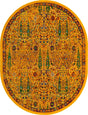 Yellow 7' 10 x 10' Calypso Oval Area Rug 100% Polypropylene With Cotton Backing Colorful Vivid Traditional Design Carpet for Living Office Dining Rooms for Sale at Rug Engine