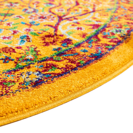 Yellow 5' 3 x 8' Calypso Oval Area Rug 100% Polypropylene With Cotton Backing Colorful Vivid Traditional Design Carpet for Living Office Dining Rooms for Sale at Rug Engine