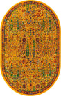 Yellow 5' 3 x 8' Calypso Oval Area Rug 100% Polypropylene With Cotton Backing Colorful Vivid Traditional Design Carpet for Living Office Dining Rooms for Sale at Rug Engine