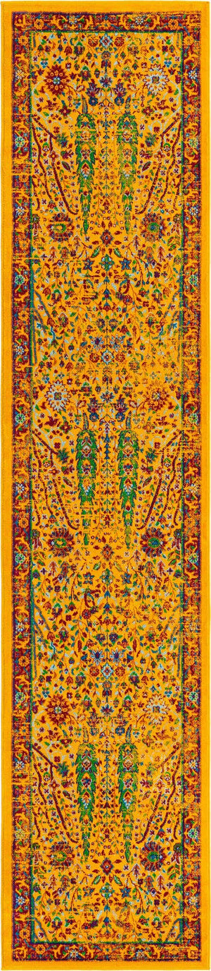 Yellow 2' 7 x 12' Calypso Runner Area Rug 100% Polypropylene With Cotton Backing Colorful Vivid Traditional Design Carpet for Living Office Dining Rooms for Sale at Rug Engine