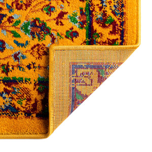 Yellow 2' x 6' Calypso Runner Area Rug 100% Polypropylene With Cotton Backing Colorful Vivid Traditional Design Carpet for Living Office Dining Rooms for Sale at Rug Engine
