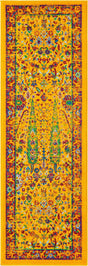 Yellow 2' x 6' Calypso Runner Area Rug 100% Polypropylene With Cotton Backing Colorful Vivid Traditional Design Carpet for Living Office Dining Rooms for Sale at Rug Engine
