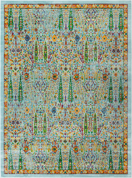 Aqua 7' 10 x 10' Calypso Rectangle Area Rug 100% Polypropylene With Cotton Backing Colorful Vivid Traditional Design Carpet for Living Office Dining Rooms for Sale at Rug Engine