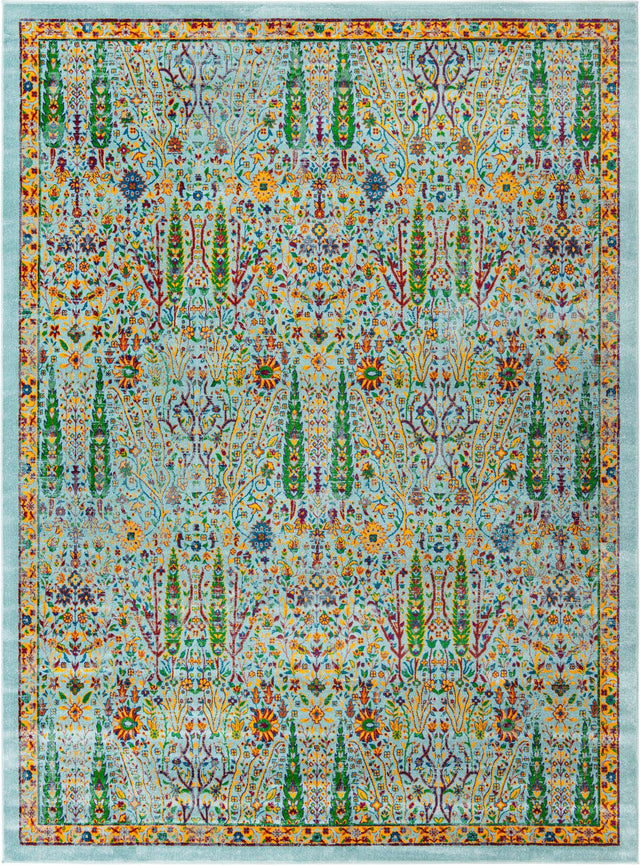 Aqua 7' 10 x 10' Calypso Rectangle Area Rug 100% Polypropylene With Cotton Backing Colorful Vivid Traditional Design Carpet for Living Office Dining Rooms for Sale at Rug Engine