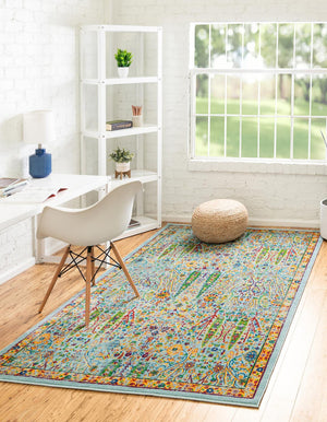 Aqua 2' x 3' Calypso Rectangle Area Rug 100% Polypropylene With Cotton Backing Colorful Vivid Traditional Design Carpet for Living Office Dining Rooms for Sale at Rug Engine