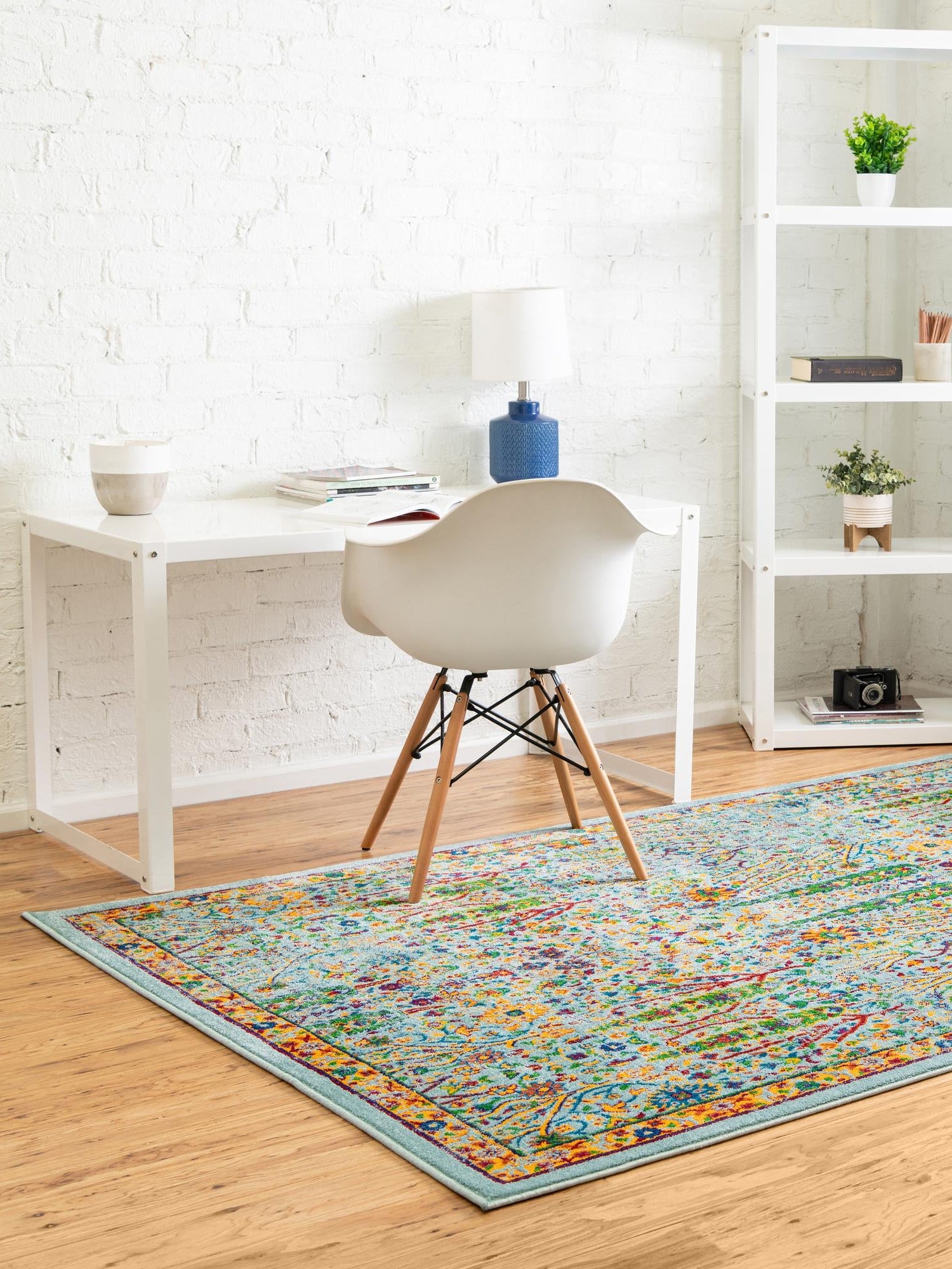 Aqua 7' 1 x 10' Calypso Rectangle Area Rug 100% Polypropylene With Cotton Backing Colorful Vivid Traditional Design Carpet for Living Office Dining Rooms for Sale at Rug Engine