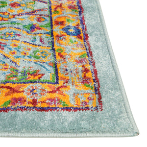 Aqua 7' 1 x 10' Calypso Rectangle Area Rug 100% Polypropylene With Cotton Backing Colorful Vivid Traditional Design Carpet for Living Office Dining Rooms for Sale at Rug Engine