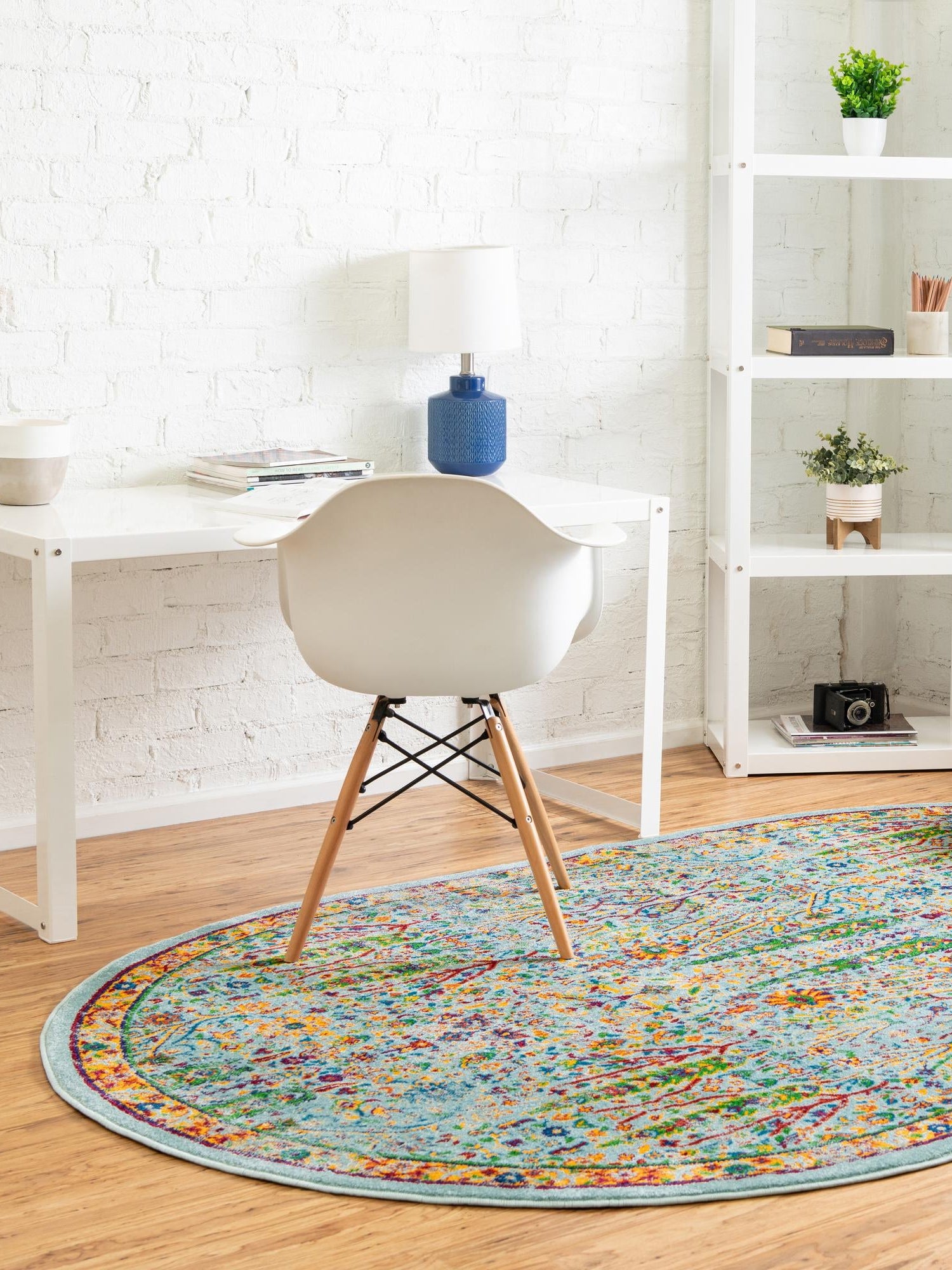 Aqua 7' 10 x 10' Calypso Oval Area Rug 100% Polypropylene With Cotton Backing Colorful Vivid Traditional Design Carpet for Living Office Dining Rooms for Sale at Rug Engine