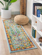 Aqua 2' x 5' 1 Calypso Runner Area Rug 100% Polypropylene With Cotton Backing Colorful Vivid Traditional Design Carpet for Living Office Dining Rooms for Sale at Rug Engine
