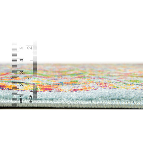 Aqua 2' 7 x 10' Calypso Runner Area Rug 100% Polypropylene With Cotton Backing Colorful Vivid Traditional Design Carpet for Living Office Dining Rooms for Sale at Rug Engine