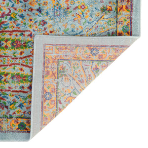 Aqua 2' x 5' 1 Calypso Runner Area Rug 100% Polypropylene With Cotton Backing Colorful Vivid Traditional Design Carpet for Living Office Dining Rooms for Sale at Rug Engine