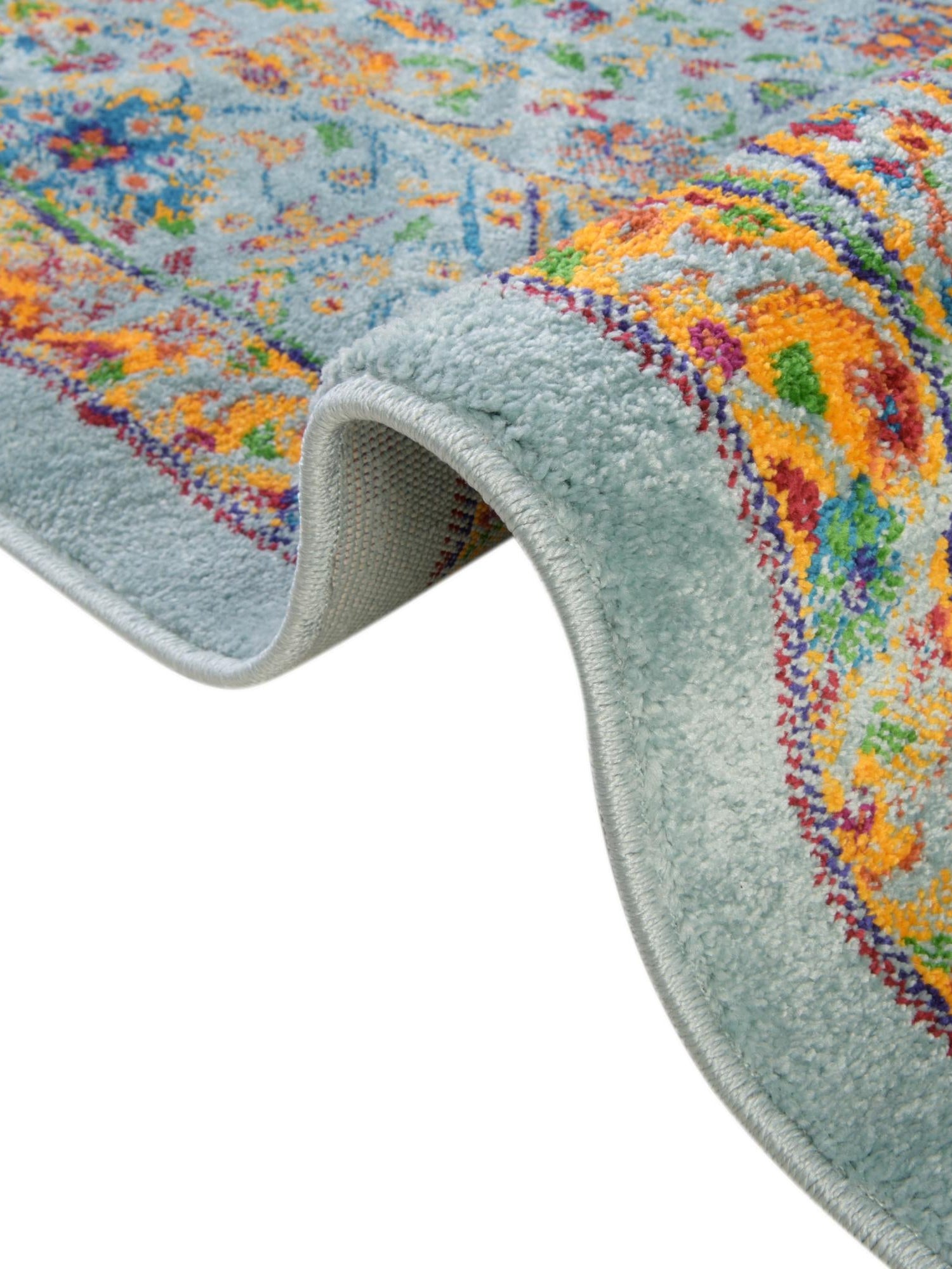 Aqua 2' x 5' 1 Calypso Runner Area Rug 100% Polypropylene With Cotton Backing Colorful Vivid Traditional Design Carpet for Living Office Dining Rooms for Sale at Rug Engine