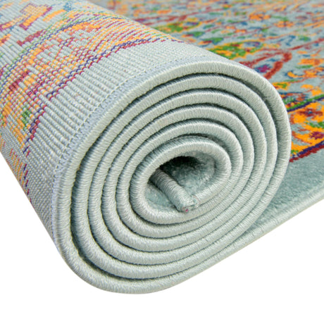 Aqua 2' 7 x 10' Calypso Runner Area Rug 100% Polypropylene With Cotton Backing Colorful Vivid Traditional Design Carpet for Living Office Dining Rooms for Sale at Rug Engine