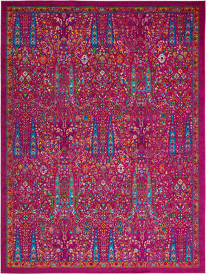 Pink 9' x 12' Calypso Rectangle Area Rug 100% Polypropylene With Cotton Backing Colorful Vivid Traditional Design Carpet for Living Office Dining Rooms for Sale at Rug Engine