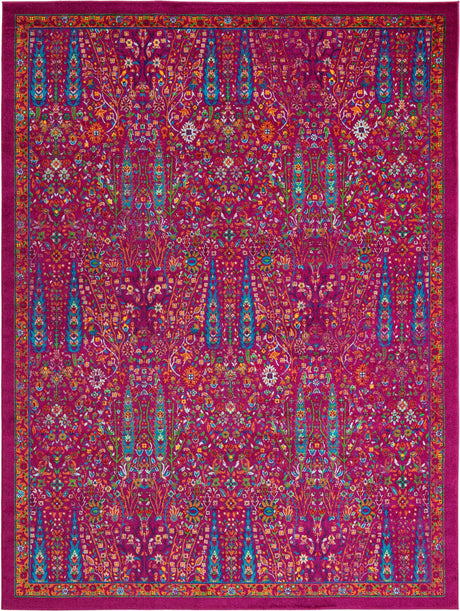 Pink 9' x 12' Calypso Rectangle Area Rug 100% Polypropylene With Cotton Backing Colorful Vivid Traditional Design Carpet for Living Office Dining Rooms for Sale at Rug Engine