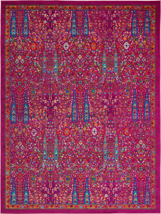 Pink 9' x 12' Calypso Rectangle Area Rug 100% Polypropylene With Cotton Backing Colorful Vivid Traditional Design Carpet for Living Office Dining Rooms for Sale at Rug Engine