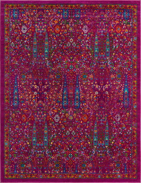 Pink 7' 10 x 10' Calypso Rectangle Area Rug 100% Polypropylene With Cotton Backing Colorful Vivid Traditional Design Carpet for Living Office Dining Rooms for Sale at Rug Engine